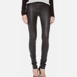 Helmut Lang Women’s Black Skinny Lambskin Leather Pants Size 8 Stretch‎
